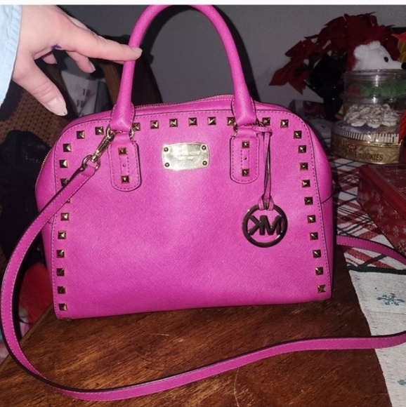 Michael Kors Jet Set Travel Saffiano Studded Satchel - Picture 2 of 13